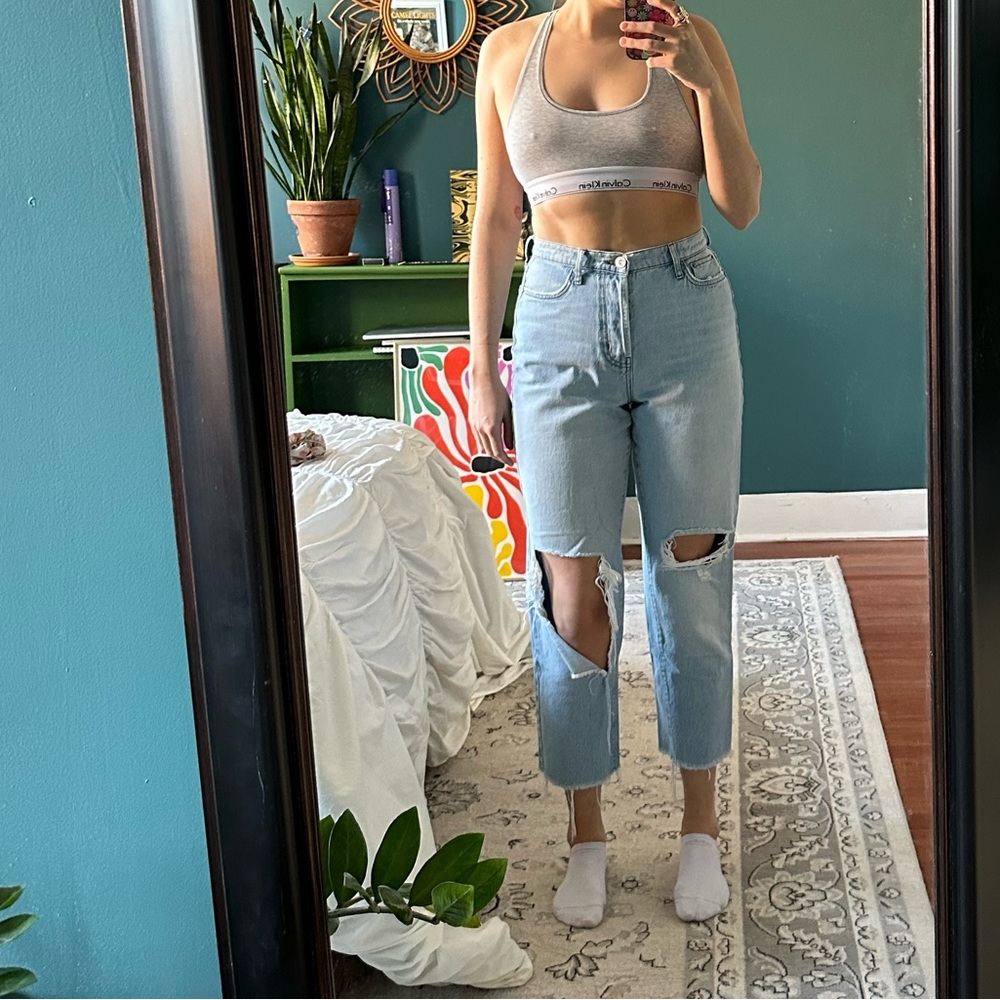 BDG URBAN OUTFITTERS Light Wash Ripped Jeans High Waist Button Closure